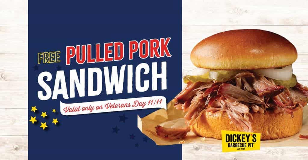 Dickey’s Barbecue Pit Offers Free Pulled Pork Sandwich for Veterans Day
