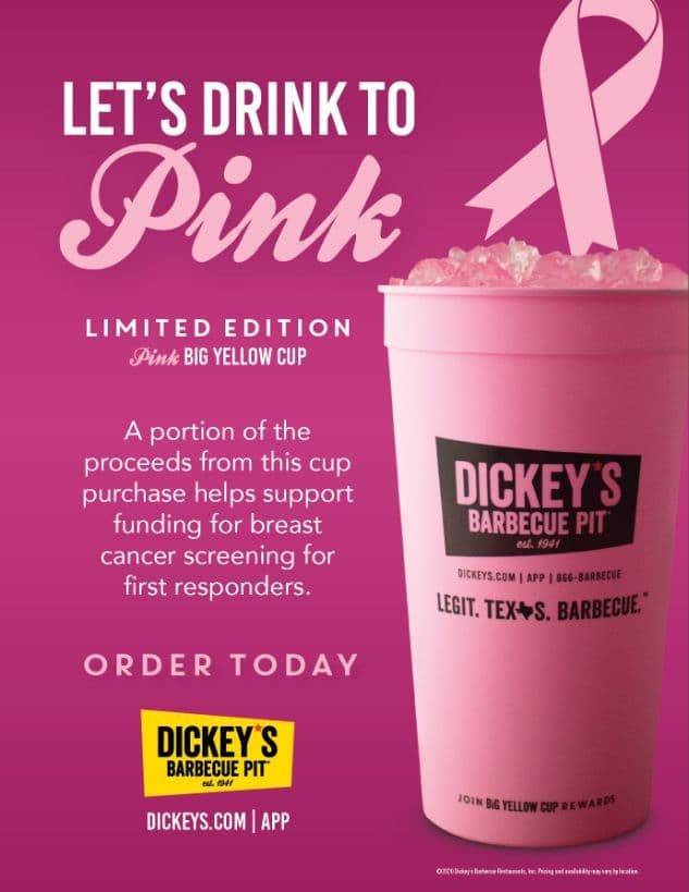 Dickey’s Barbecue Pit Supports Breast Cancer with Pink Big Yellow Cup