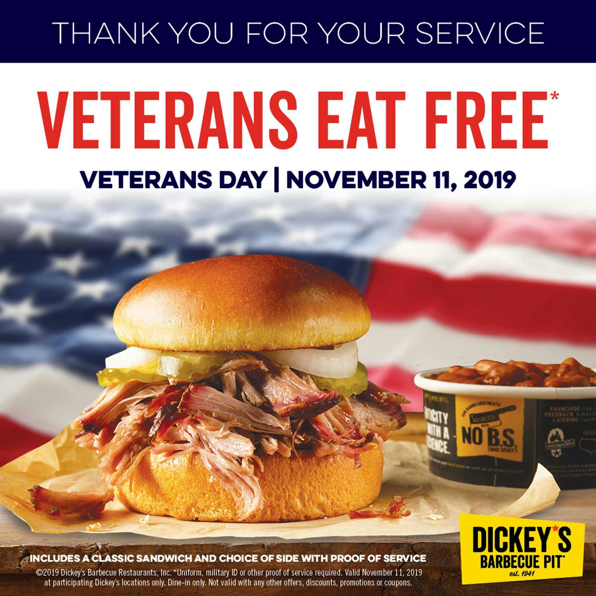 Dickey’s Barbecue Pit Honors Those Who Served With Free Barbecue This Veterans Day
